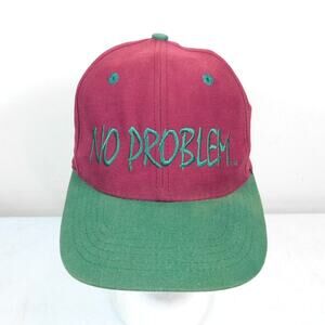 Vintage 90s No Problem Headwear Snapback Hat Red Green Reshaped Crown